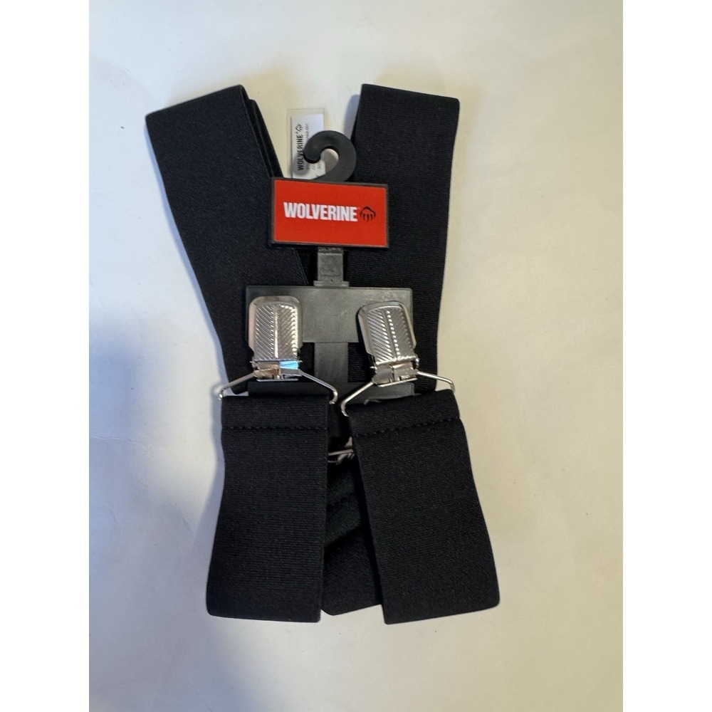 Wolverine Suspenders Black 2" Wide Clip On Adjustable New With Tags